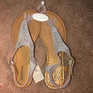 Gray with gold detailing sandals